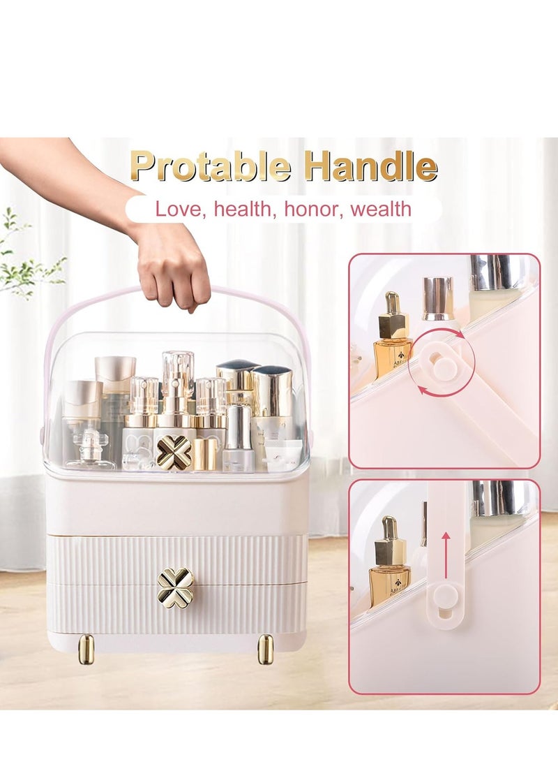 Excefore Makeup Organizer With Cover, Portable Makeup Holder, Cosmetic Accessories Holder, Makeup Storage With Handle, Dustproof Cosmetic Box,  Neat Tidy Beauty Box, High-Capacity Makeup Holder - Image 2