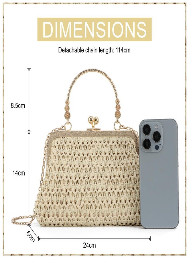 KUANG! Straw Clutch Evening Handbag for Women Woven Straw Dumpling Bag Summer Beach Shoulder Purses - Image 3
