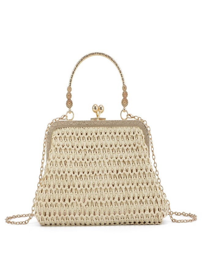 KUANG! Straw Clutch Evening Handbag for Women Woven Straw Dumpling Bag Summer Beach Shoulder Purses - Image 1