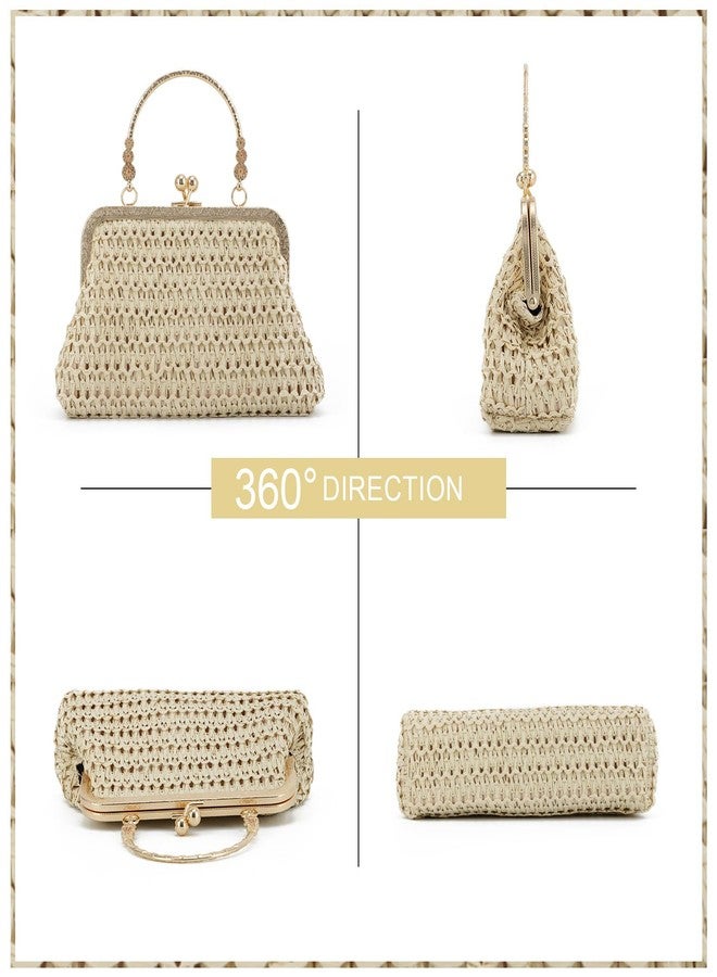 KUANG! Straw Clutch Evening Handbag for Women Woven Straw Dumpling Bag Summer Beach Shoulder Purses - Image 4