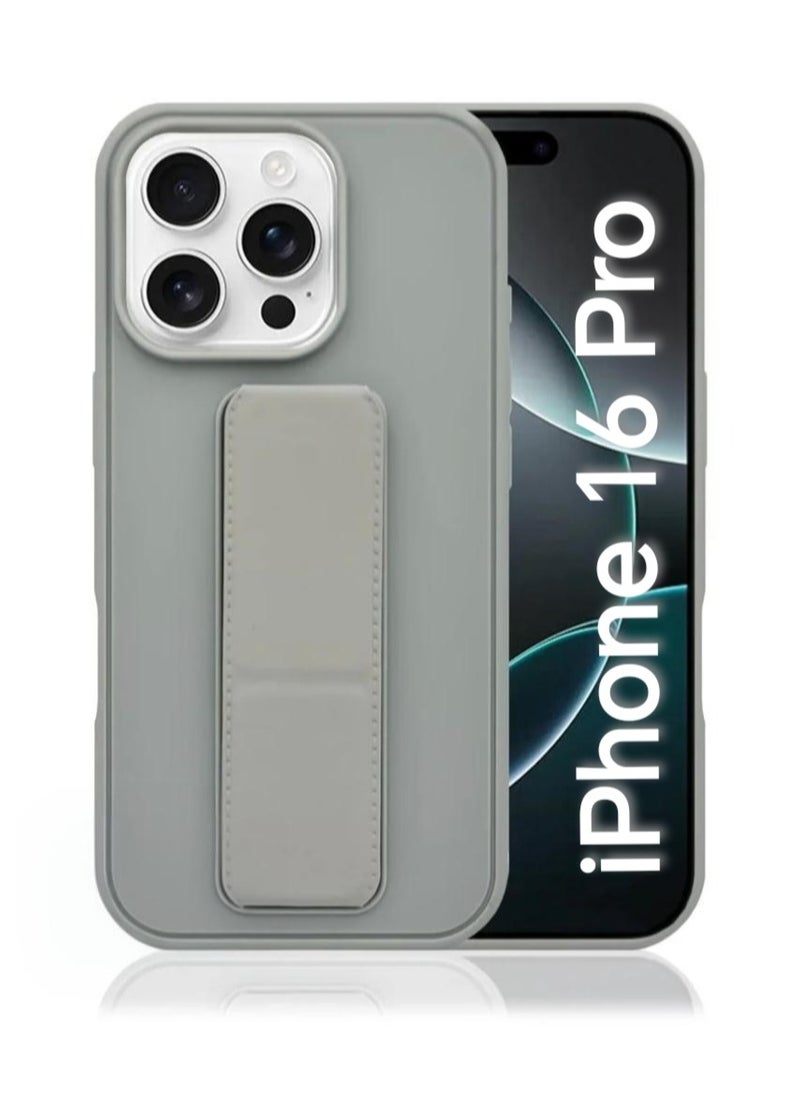 Generic - Case Cover For Apple iPhone 16 Pro With Magnetic Hand Grip 3 in 1 Grey - Image 1