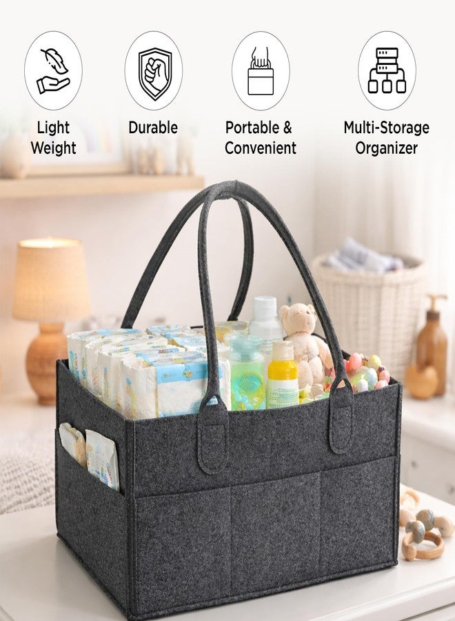 SYUTAM Diaper Caddy Bag for Smart Mothers Baby Diaper Caddy Organizers Baby Wipes Felt Storage, Nursery, Foldable, Portable and Liteweight (Dark Grey) - Image 4