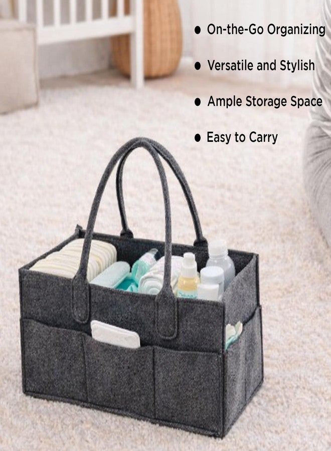 SYUTAM Diaper Caddy Bag for Smart Mothers Baby Diaper Caddy Organizers Baby Wipes Felt Storage, Nursery, Foldable, Portable and Liteweight (Dark Grey) - Image 3