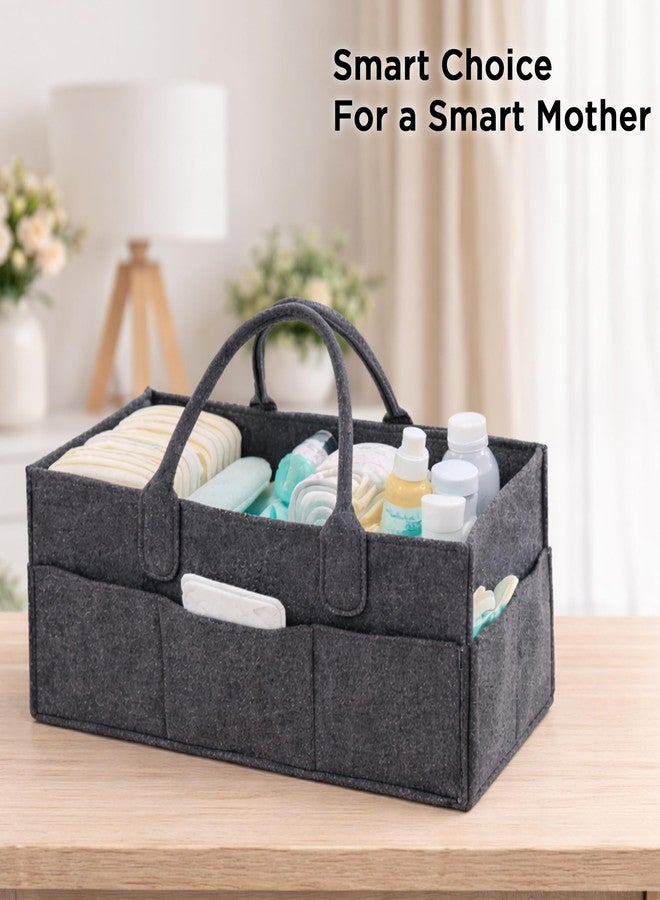 SYUTAM Diaper Caddy Bag for Smart Mothers Baby Diaper Caddy Organizers Baby Wipes Felt Storage, Nursery, Foldable, Portable and Liteweight (Dark Grey) - Image 5
