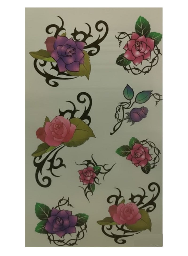 تاتو مؤقت علي شكل ورود  ملونه وجذابة للانتباه - Image 1
