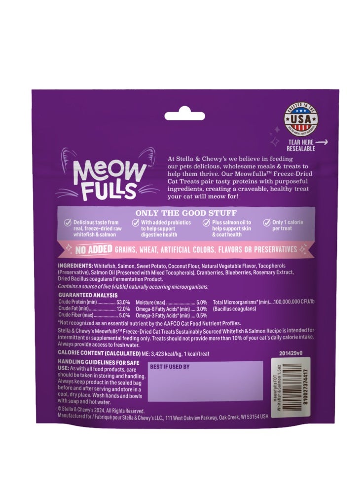 Stella & Chewys Stella & Chewy's Meowfulls Freeze Dried Cat Treats Whitefish & Salmon Recipe, 1.5 oz Bag  - Image 2