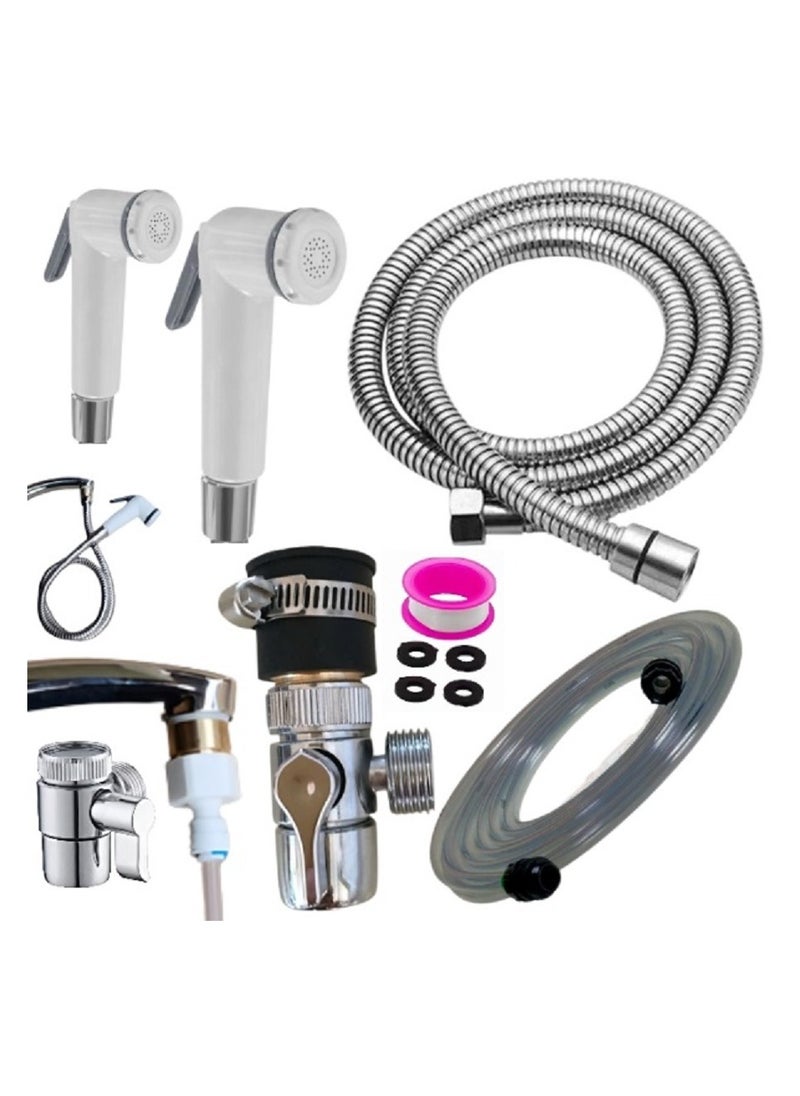 Shams Shower Bidet, Handheld Sprayer, Travel Shattaf Set - 9 Pieces  - Image 2
