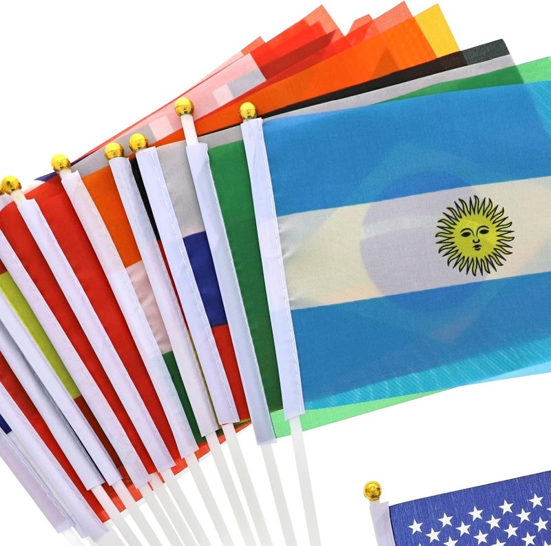 Juvale Country Flags 24-Piece Mini Set with Stands - 5.5x8.3 In, 12 In Poles, Multicolor - World Flags & Desk Display for Olympics Party Decorations - Image 4