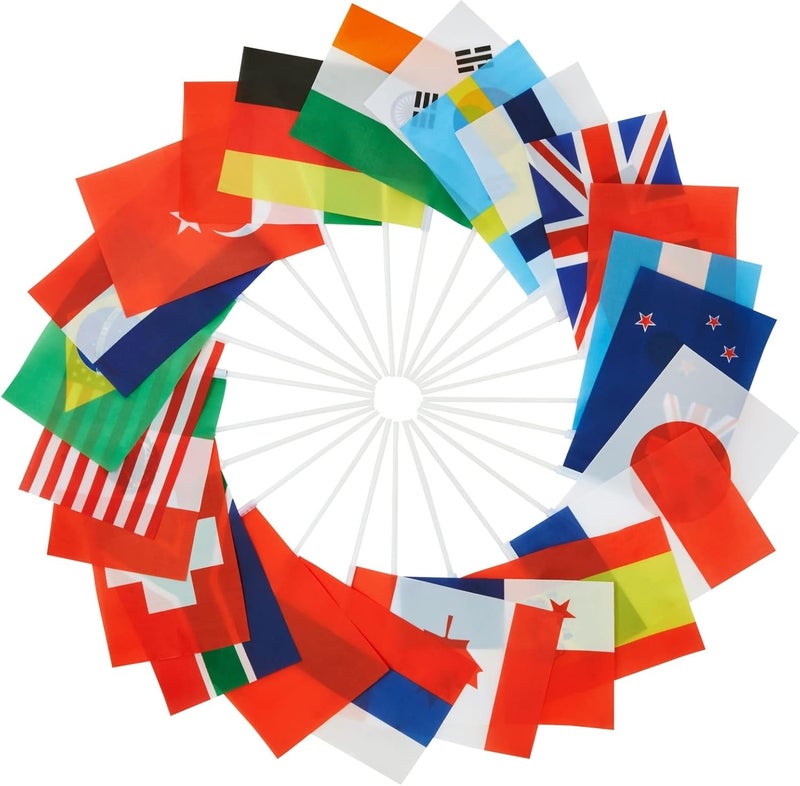 Juvale Country Flags 24-Piece Mini Set with Stands - 5.5x8.3 In, 12 In Poles, Multicolor - World Flags & Desk Display for Olympics Party Decorations - Image 3