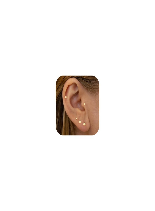 NONTAI 16G/18G/20G Tiny CZ Stud Earrings, Gold Flat Back Earrings, Threadless Cartilage Tragus Piercing Conch Stud Nose Helix Stud, 20 gauge (0.8mm post), Surgical Steel, Gold, no gemstone - Image 1