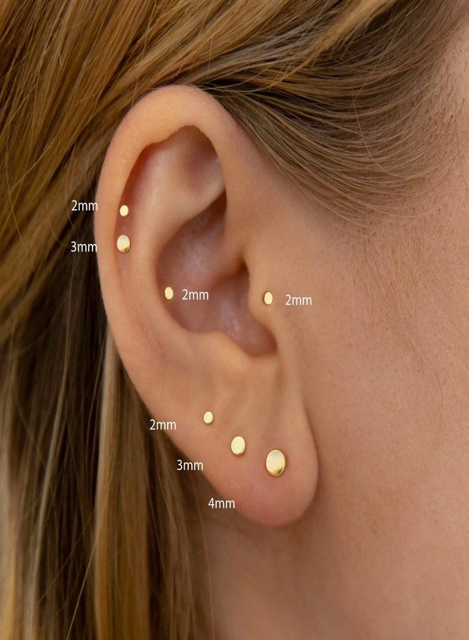 NONTAI 16G/18G/20G Tiny CZ Stud Earrings, Gold Flat Back Earrings, Threadless Cartilage Tragus Piercing Conch Stud Nose Helix Stud, 20 gauge (0.8mm post), Surgical Steel, Gold, no gemstone - Image 4