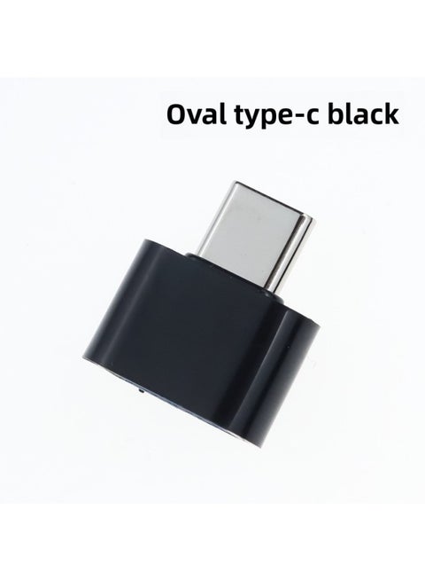 Applicable Mobile Phone Adapter LeTV OTG Converter Type-c Conversion Head USB2.0micro Android V8 USB Flash Disk-Interface Form:type-c Adapter Oval Black