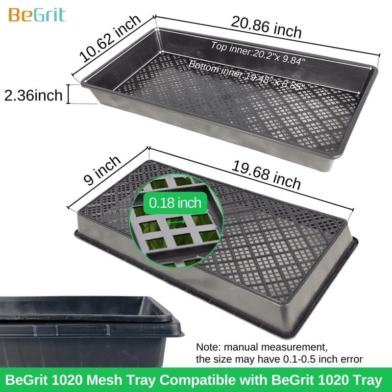 BeGrit 1020 Mesh Trays 1020 Trays with Holes Mesh Bottom Tray for Microgreen Plant Seed Germination Propagator Tray 10'' x 21'' 6-Pack - Image 2