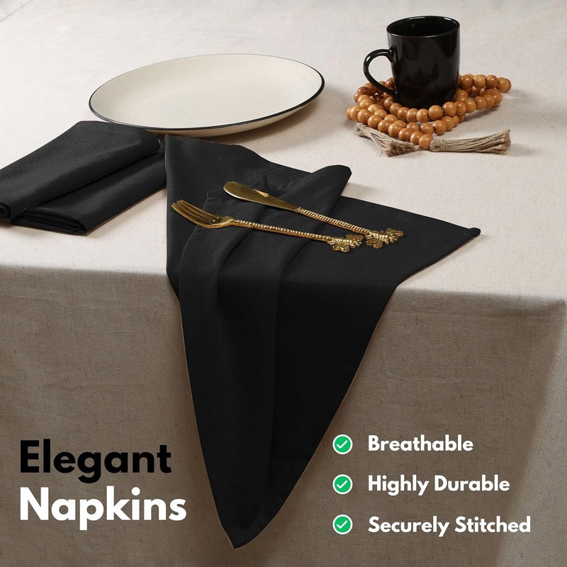Native Fab Black Cloth Napkins Set of 4 17x17 inches 100 Cotton Washable Reusable Fabric Linen Table Decor Napkins for Dinner Events Parties Wedding  Black - Image 3