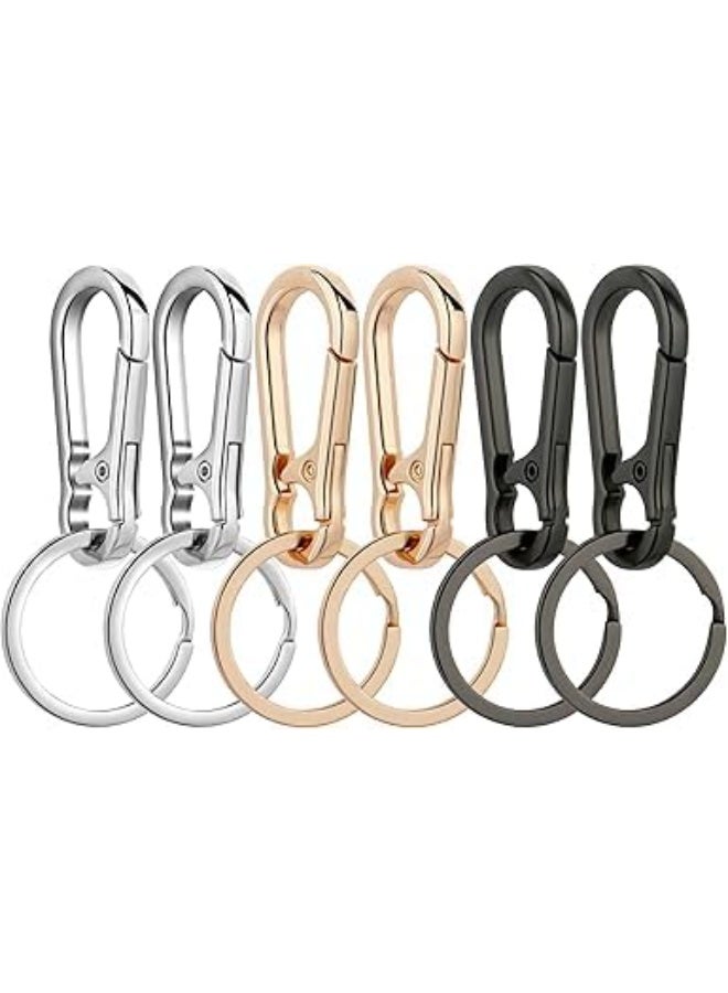 SYOSI 6-Pcs Stainless Steel Keychain, Metal Key Ring Holder with Secure Locking Carabiner Clip, Durable Key Organizer for House, Car, Office Keys, Anti-Lost Keys Finder for Men, Women, Daily Use, Silver - Image 1
