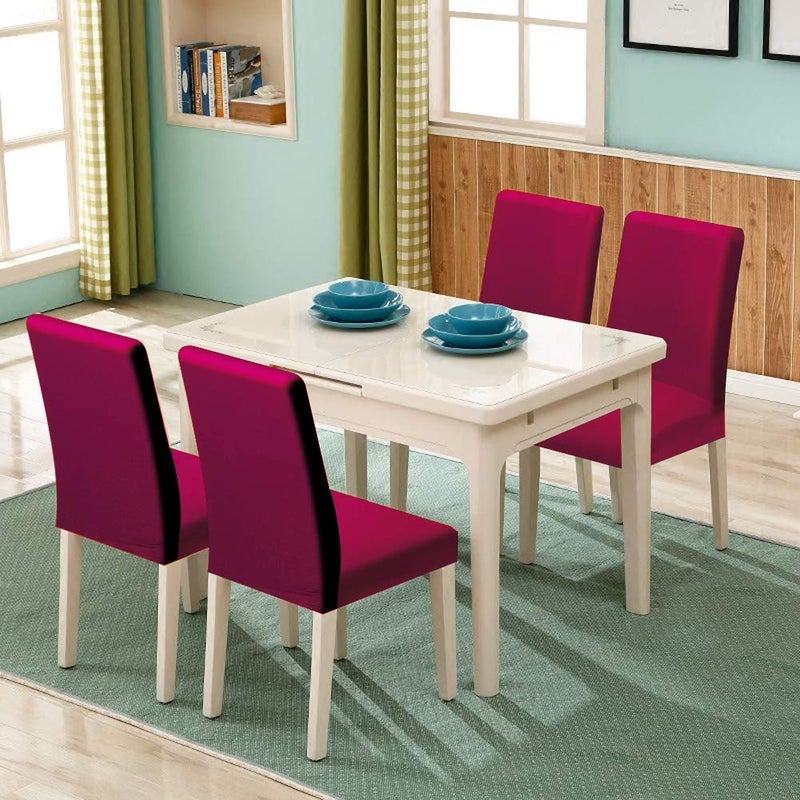 Fuloon Fuloon 4 Pack Super Fit Stretch Removable Washable Short Dining Chair Protector Cover Seat Slipcover for Hotel  Dining Room  Ceremony  Banquet Wedding Party  - Image 2