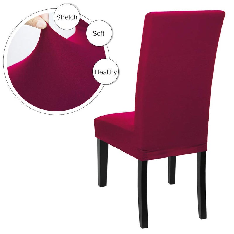 Fuloon Fuloon 4 Pack Super Fit Stretch Removable Washable Short Dining Chair Protector Cover Seat Slipcover for Hotel  Dining Room  Ceremony  Banquet Wedding Party  - Image 4