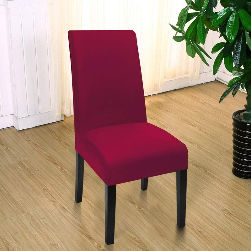Fuloon Fuloon 4 Pack Super Fit Stretch Removable Washable Short Dining Chair Protector Cover Seat Slipcover for Hotel  Dining Room  Ceremony  Banquet Wedding Party  - Image 5