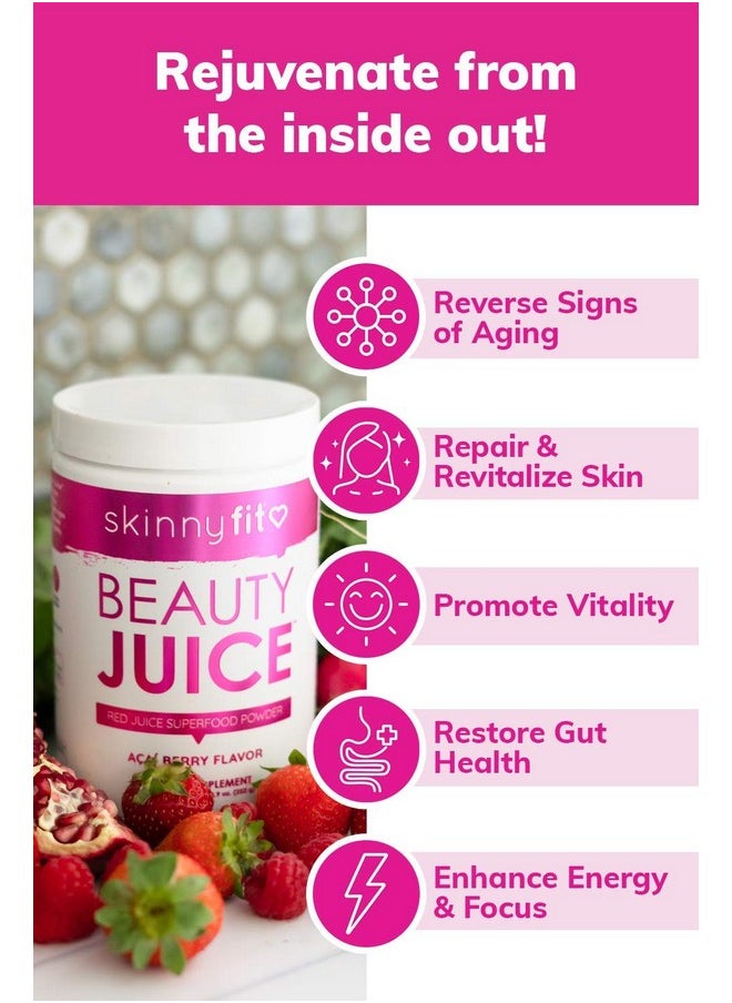 SkinnyFit - Beauty Juice, Red Superfood Powder, Acai Berry Flavor - Anti-Aging, Aids In Digestion, Helps Boost Mood & Immunity, Prebiotics & Probiotics, 30 Servings - Image 1