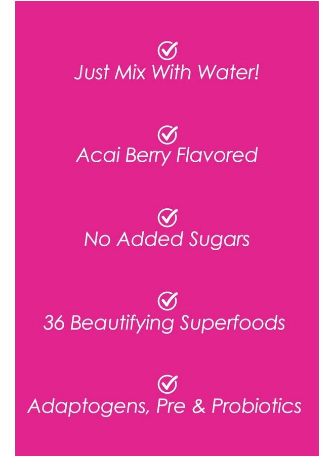 SkinnyFit - Beauty Juice, Red Superfood Powder, Acai Berry Flavor - Anti-Aging, Aids In Digestion, Helps Boost Mood & Immunity, Prebiotics & Probiotics, 30 Servings - Image 1