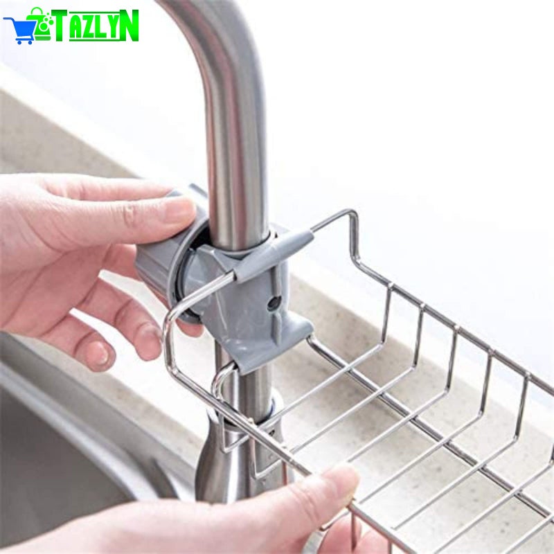 TAZLYN حامل صنبور الفولاذ المقاوم للصدأ TAZLYN لحوض المطبخ حامل صابون لحوض المطبخ حامل إسفنجة لحوض المطبخ حامل صابون للأطباق لحامل تنظيم المطبخ للأطباق - Image 3
