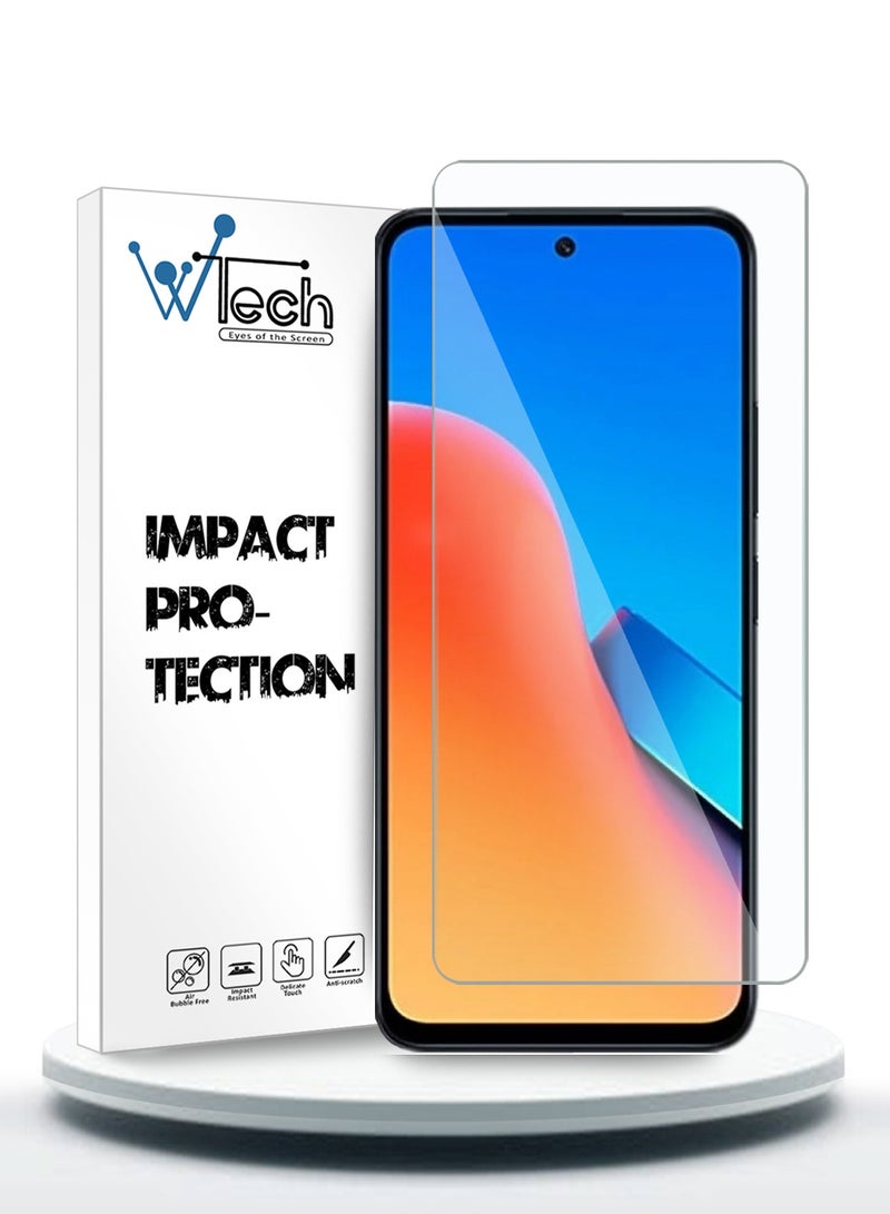 دبليو تيك واقي شاشة من الزجاج المقوى بحواف منحنية من سلسلة بريميوم 9H 2.5D لهاتف Xiaomi Redmi 12 4G 2023 شفاف - Image 1