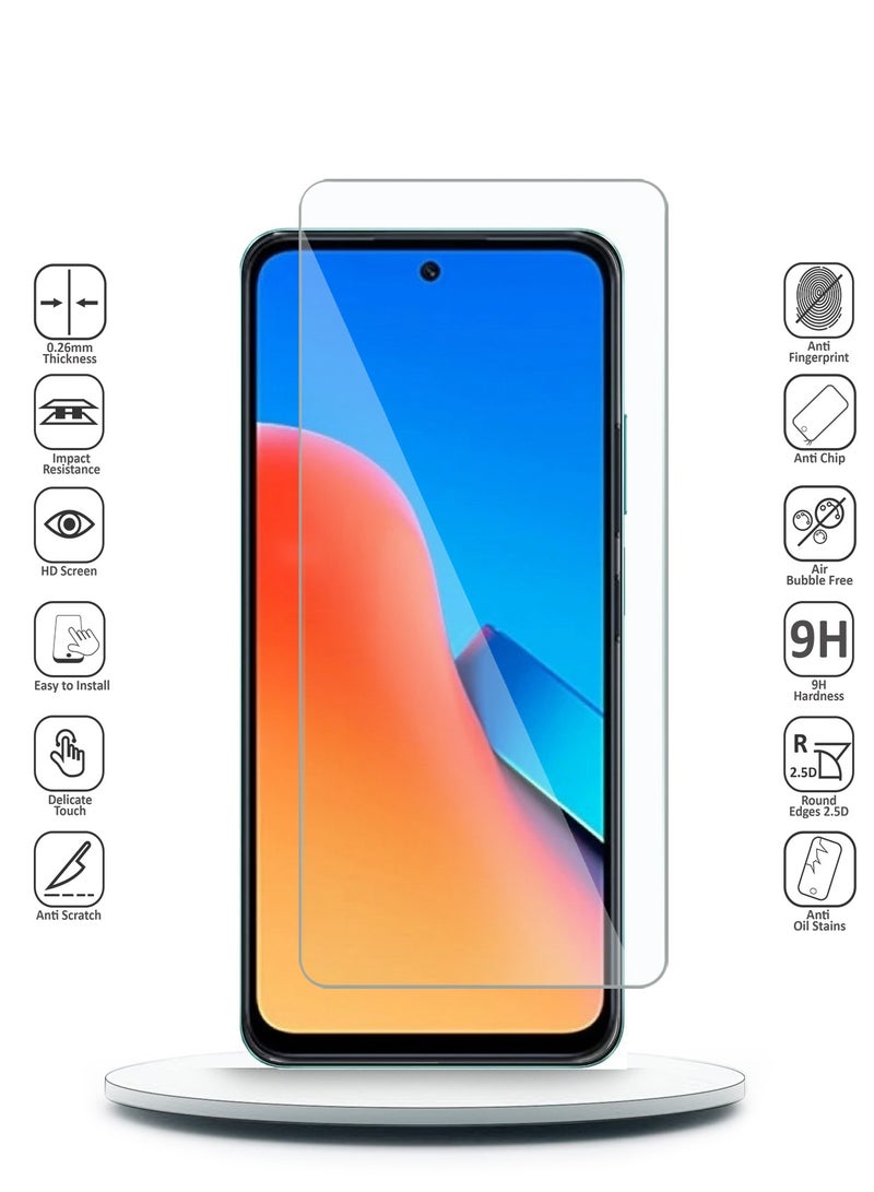 دبليو تيك واقي شاشة من الزجاج المقوى بحواف منحنية من سلسلة بريميوم 9H 2.5D لهاتف Xiaomi Redmi 12 4G 2023 شفاف - Image 2