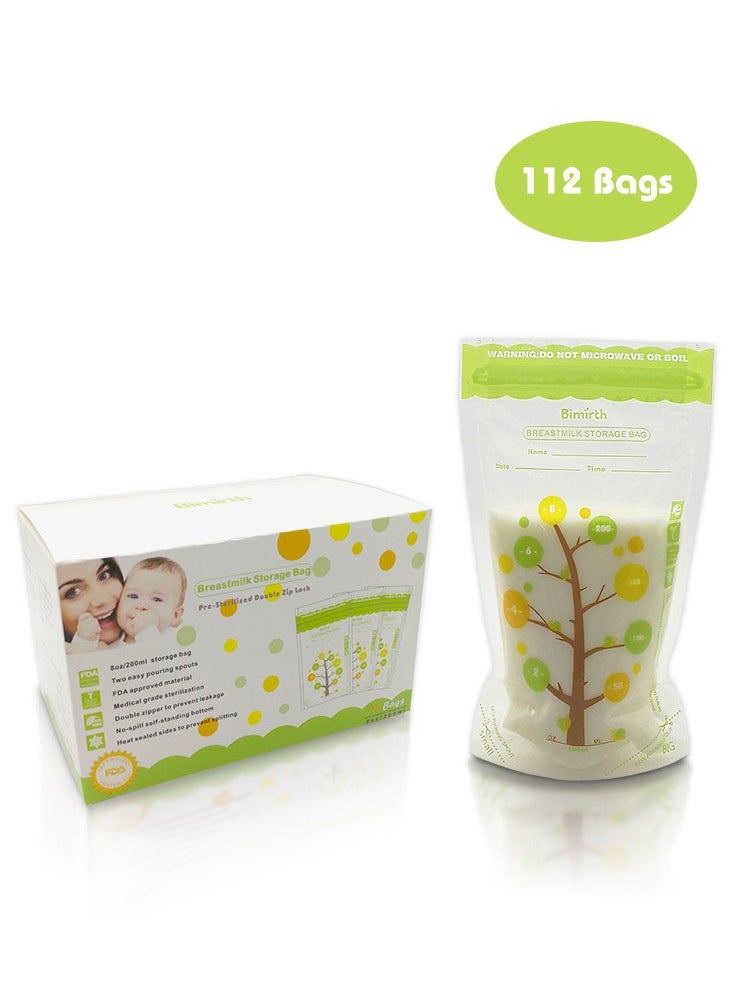 Bimirth 112 Piece Baby Self-standing Bottom Design Breast Milk Storage Bags With Double Zipper, 250 ml  - Image 2