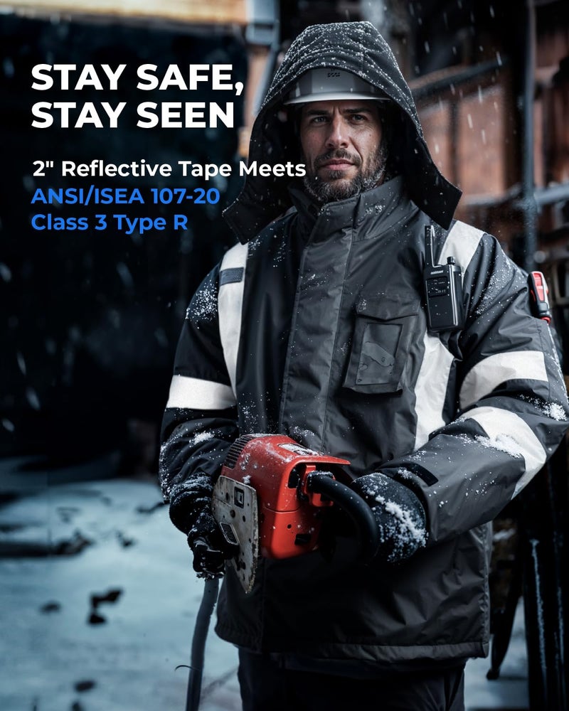 toolant Reflective Waterproof Safety Jacket for Men - High Visibility, Insulated, Comfortable, Multiple Pockets - Designed for Work, Construction, and Outdoor, Black, XL - Image 3