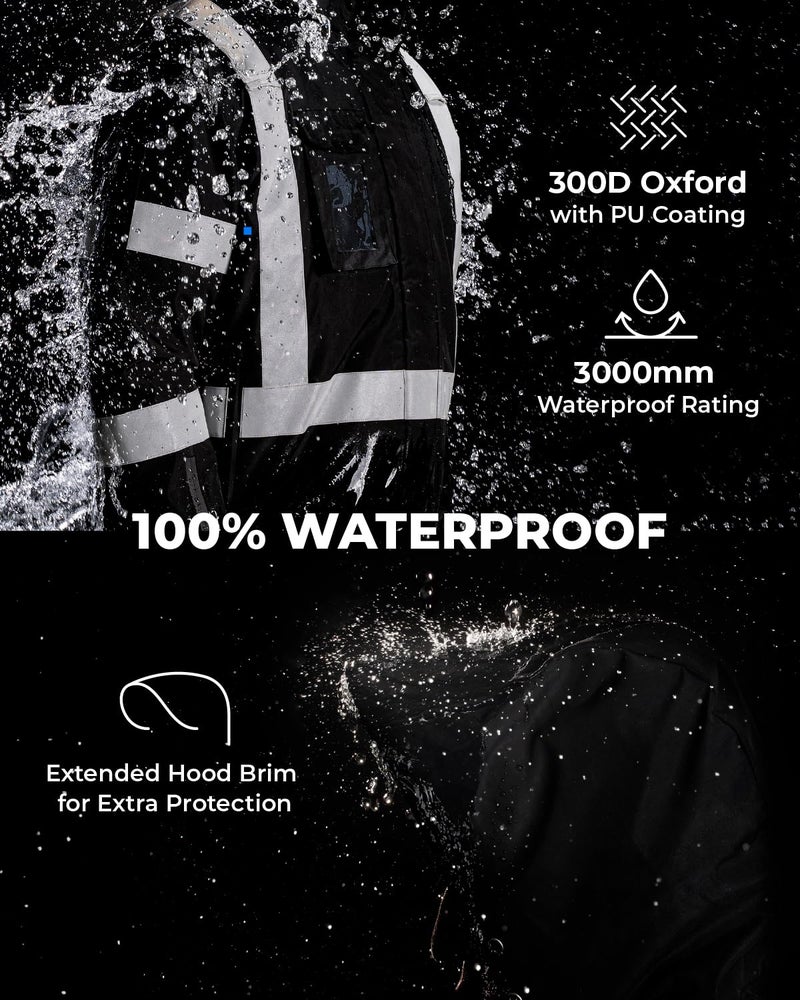 toolant Reflective Waterproof Safety Jacket for Men - High Visibility, Insulated, Comfortable, Multiple Pockets - Designed for Work, Construction, and Outdoor, Black, XL - Image 5