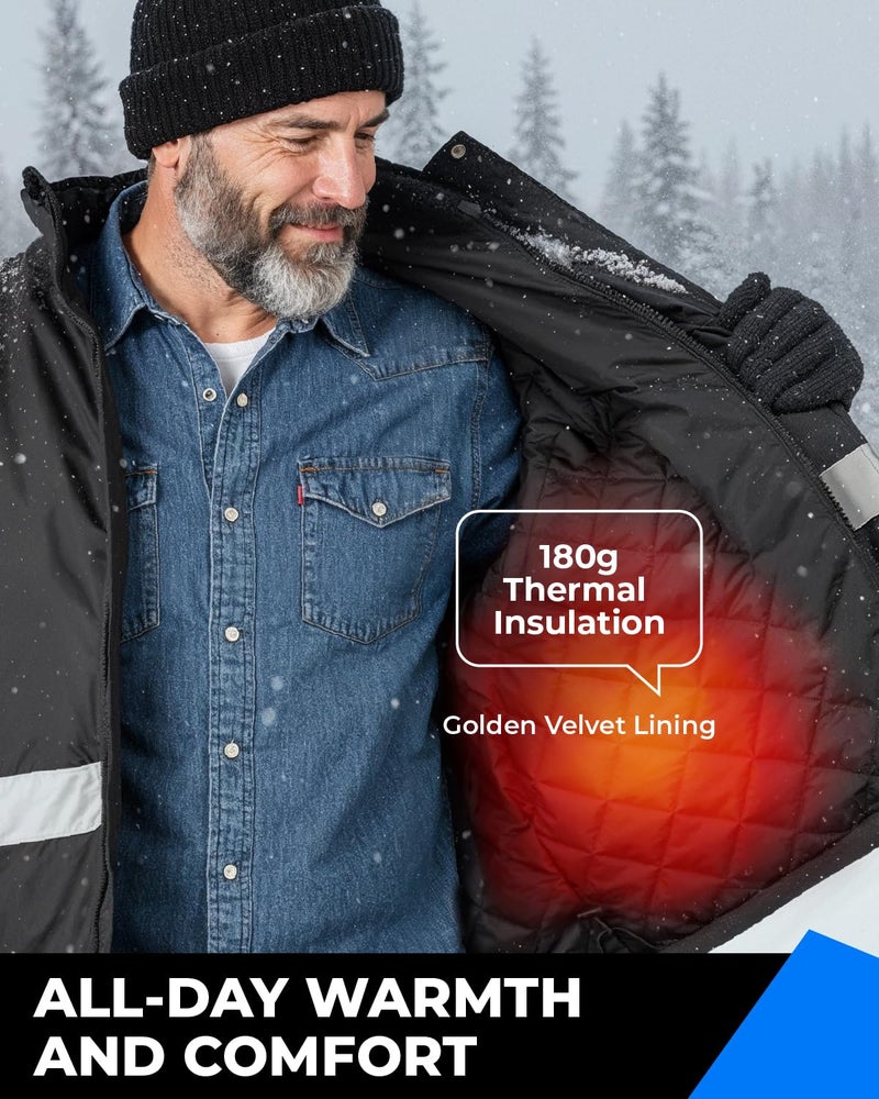 toolant Reflective Waterproof Safety Jacket for Men - High Visibility, Insulated, Comfortable, Multiple Pockets - Designed for Work, Construction, and Outdoor, Black, XL - Image 4