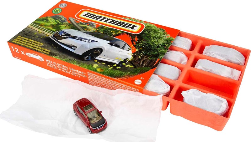Matchbox Cars or Buses 12-Pack, Set of 12 Toy Electric Vehicles in 1:64 Scale (Styles May Vary) - Image 5