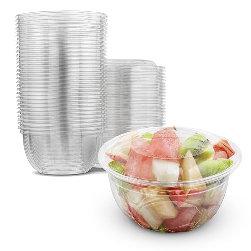 MT Products Plastic Fruit Bowl 16 oz. - Disposable Salad Bowl with Lids (Pack of 30) - Made in the USA - Image 1