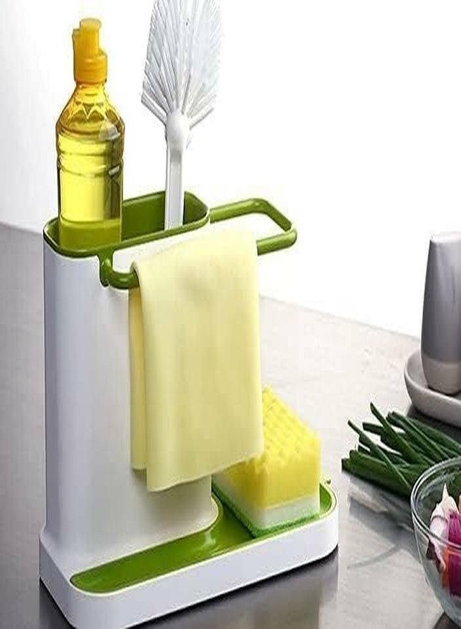 LUCKYMORDEN 3 in 1 Kitchen Sink Organizer (for Dishwasher Liquid, Brush, Cloth, Soap, Sponge), Plastic - Image 2