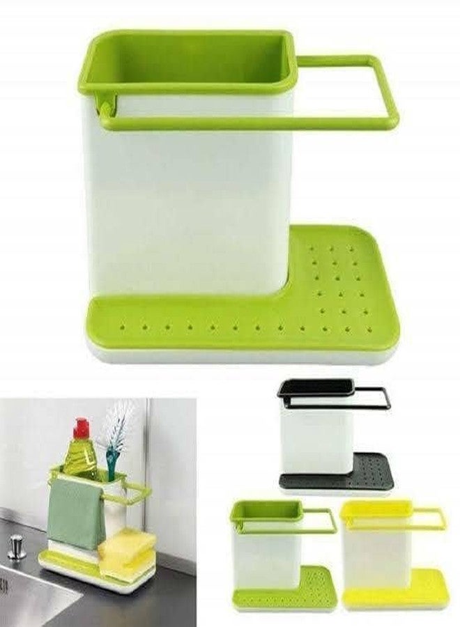 LUCKYMORDEN 3 in 1 Kitchen Sink Organizer (for Dishwasher Liquid, Brush, Cloth, Soap, Sponge), Plastic - Image 3