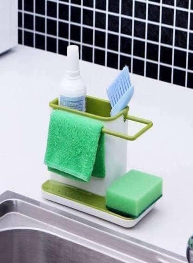 LUCKYMORDEN 3 in 1 Kitchen Sink Organizer (for Dishwasher Liquid, Brush, Cloth, Soap, Sponge), Plastic - Image 4