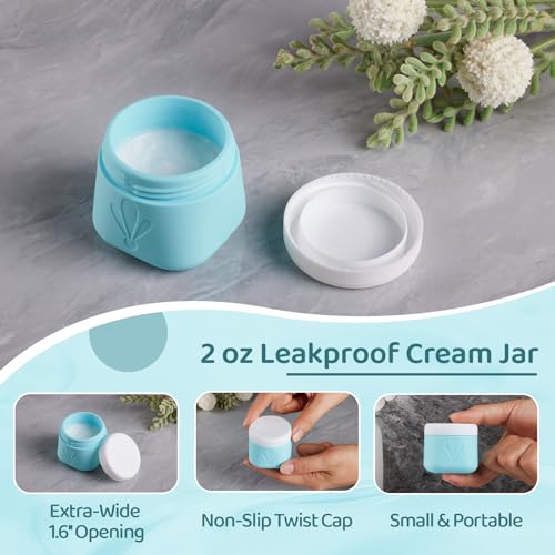 INSFIT travel bottles for toiletries 8 Pack, Leak proof Travel Size Toiletries Containers with toiletry bag, Squeezable Silicone Bottles & Cream Jars, Travel Essentials BPA-Free kit for Shampoo - Image 4