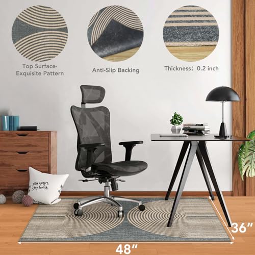 Lreedy Office Chair Mat for Hardwood FloorTile Floor36X 48 Heavy Duty Desk Chair Mat for Hard FloorsUnder Desk Rug for Rolling Computer ChairAnti SlipLow Pile Carpet FloorGeo Grey - Image 3
