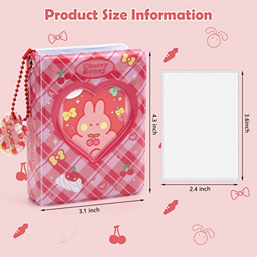 Windspeed Mini Kpop Photocard Holder Book, Windspeed 3 Inch Love Heart Hollow Photocard ID Holder Twice Photocard Binder 40 Pockets with Rabbit Card, Heart-Shape Pendant (1) - Image 2