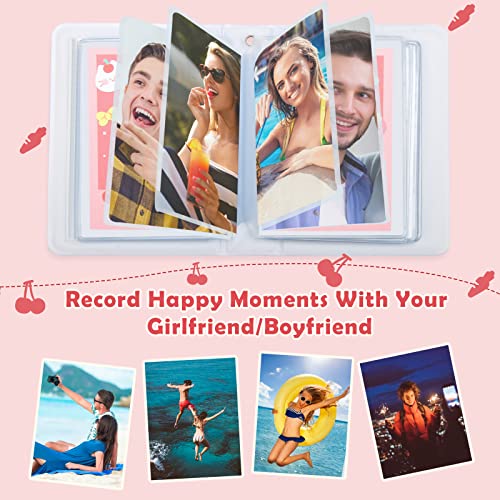 Windspeed Mini Kpop Photocard Holder Book, Windspeed 3 Inch Love Heart Hollow Photocard ID Holder Twice Photocard Binder 40 Pockets with Rabbit Card, Heart-Shape Pendant (1) - Image 4
