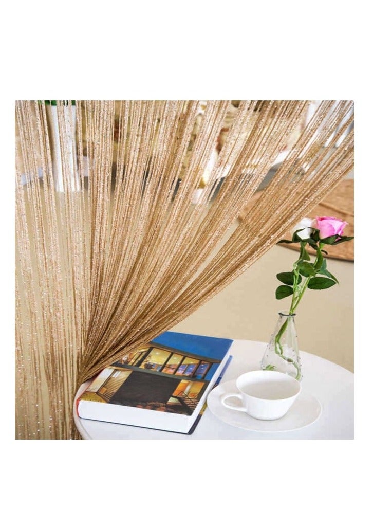 إيهوم ستارة باب خيط خيط الشريط الفضي المسطح النادر خيط الشريط الفضي المسطح النادر، لوحة نافذة مقسم غرفة مقسم الغرفة شرابة شريطية لطيفة لأجزاء مطعم بيت القهوة في حفل الزفاف، ذهبي （1 قطعة） - Image 3