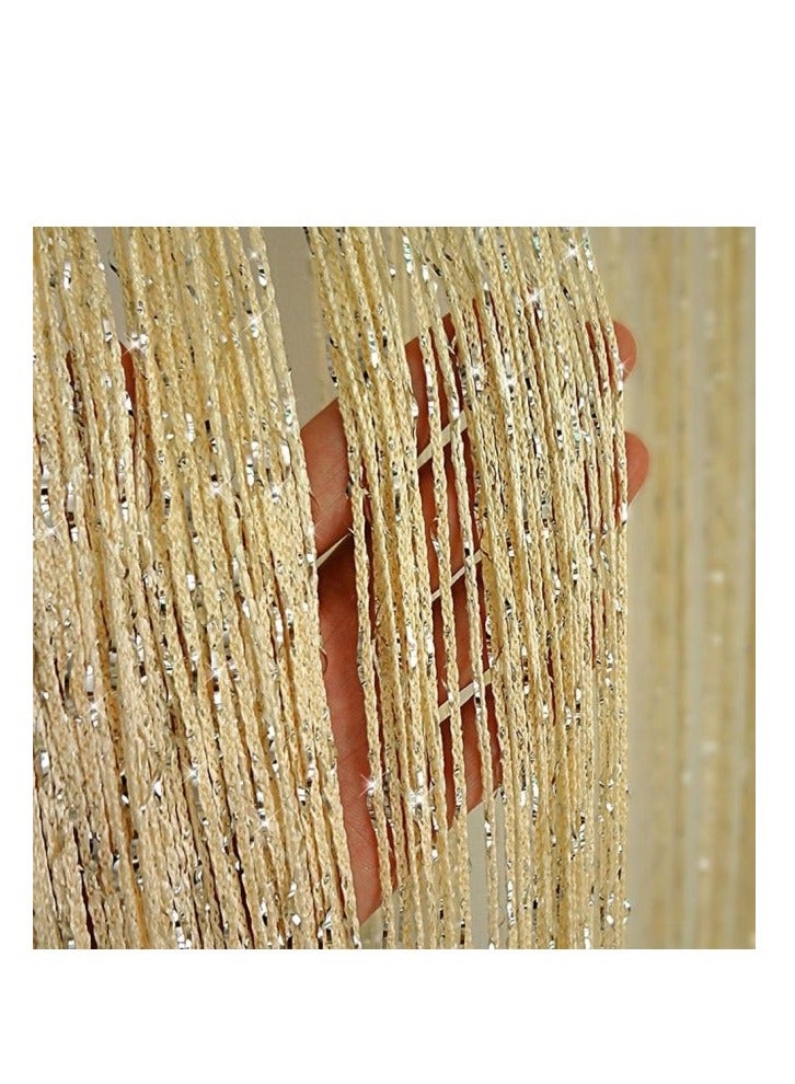 إيهوم ستارة باب خيط خيط الشريط الفضي المسطح النادر خيط الشريط الفضي المسطح النادر، لوحة نافذة مقسم غرفة مقسم الغرفة شرابة شريطية لطيفة لأجزاء مطعم بيت القهوة في حفل الزفاف، ذهبي （1 قطعة） - Image 4