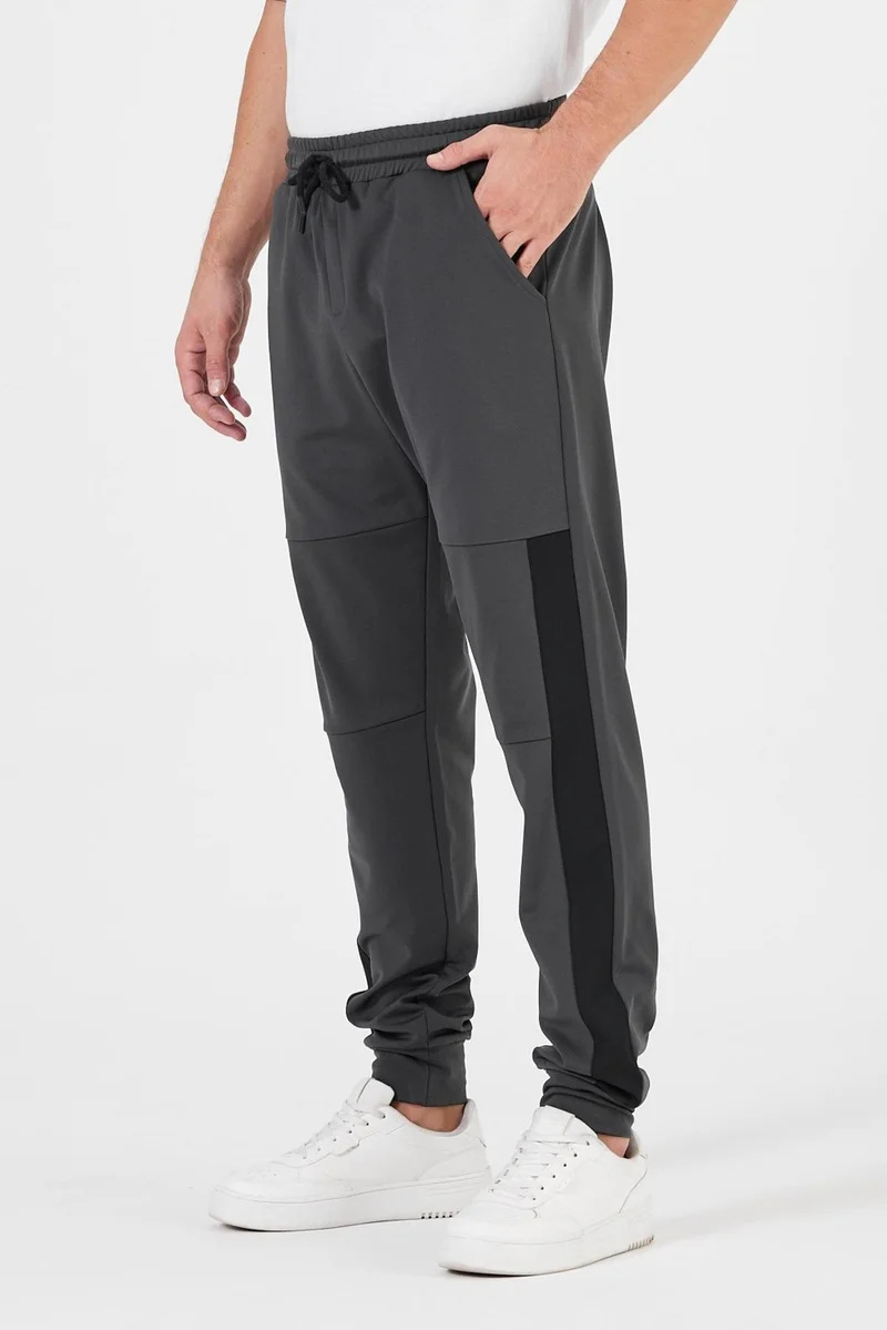 mmetalic Men's Black-Anthracite Standard Fit Regular Cut Ribbed Leg Pocket Comfortable Jogger 2-Pack Sweatpants