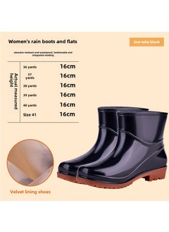 Generic Fashion Ladies Slip-On Rain Boots Comfortable Non-SlipBright Black Bright Black 