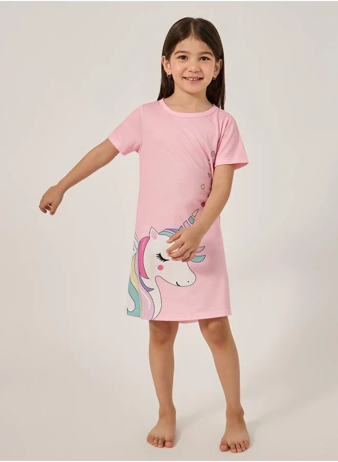 ستايلي Styli Unicorn Printed Sleep Dress