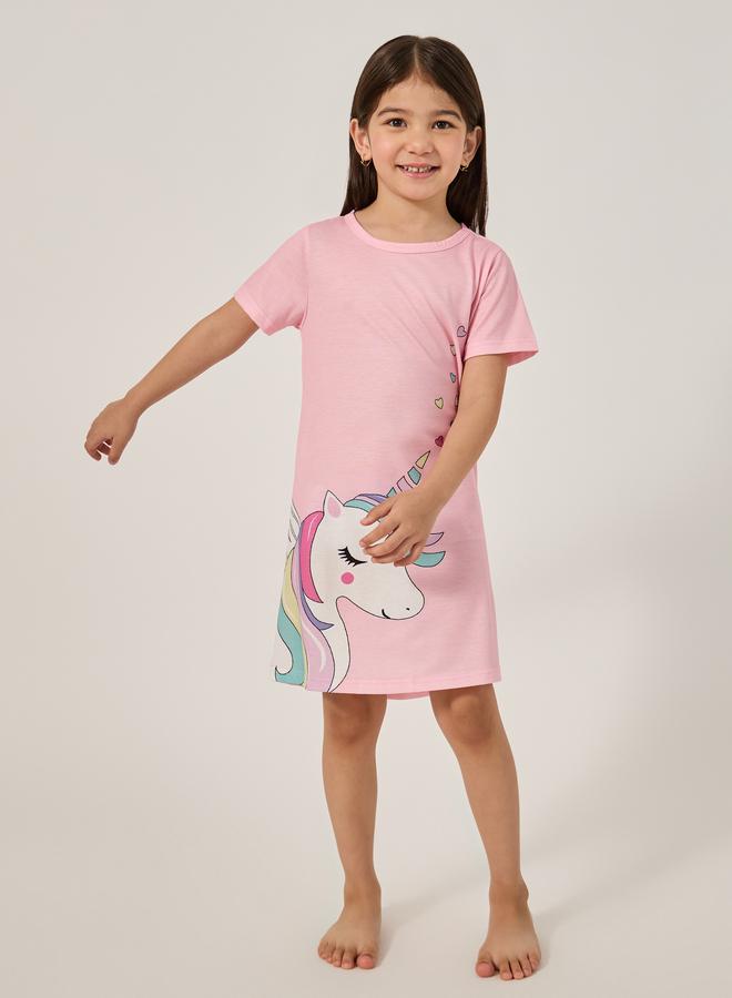 Styli Unicorn Printed Sleep Dress - Image 1