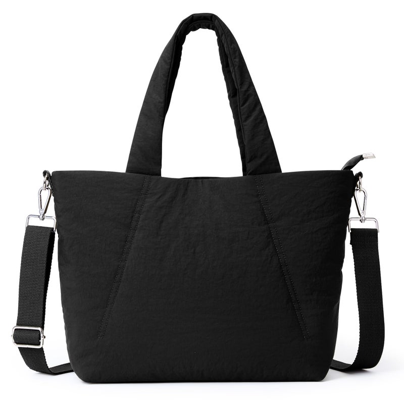 KALIDI Quilted Carryall Tote Bag for Women Large Puffer Crossbody Handbags Shoulder Soft Fluffy Lightweight Travel - Image 1