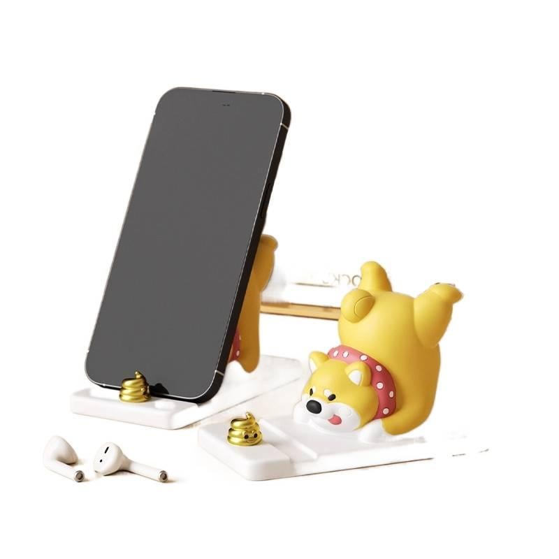Phone Holder Cute Dog Desk Decoration for Universal Fit Black with Easy Storage - Image 3