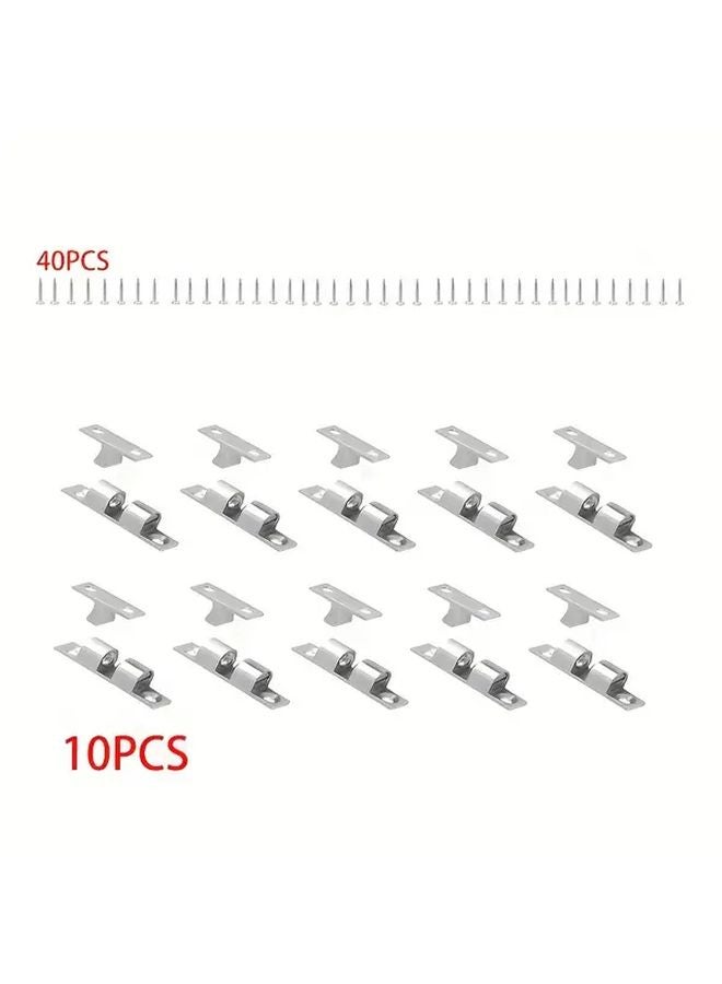 10pcs Silvery Cabinet Door Catch Double Ball Tension Roller Lock Wardrobe Furniture - Image 1
