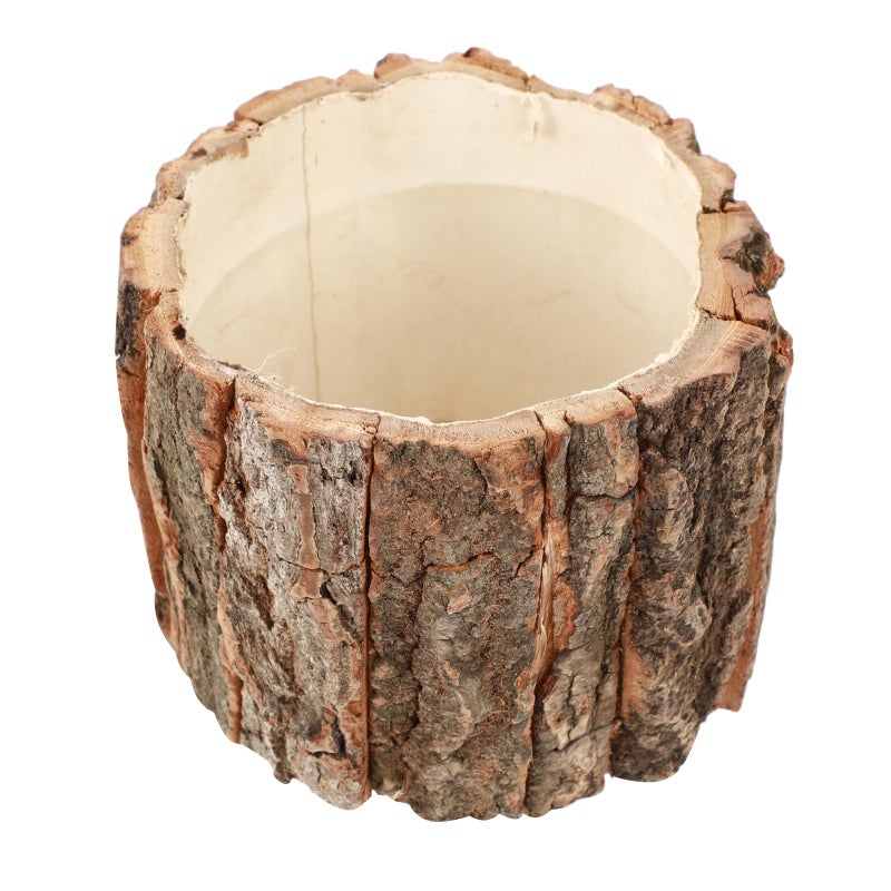 YARNOW Wooden Flower Pot Bark Vase Rustic Country Style Flower Planter Farmhouse Plant Vase Container Arrangement 3.9 inch - Image 1